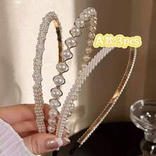 Bộ 7 chiếc, 5 chiếc, 3 chiếc băng đô giả ngọc trai, băng đô ngọc trai kiểu cổ điển thanh lịch và sang trọng, phụ kiện băng đô đa năng, quà tặng cho phái đẹp và quý cô, băng đô hoa quà tặng ngày Valentine, phụ kiện tóc làm đẹp tại nhà - trắng - Xem 18