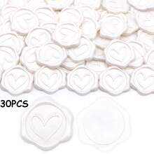 30张心形自粘蜡封贴纸，适用于礼品、婚礼请柬信封封口 - 珍珠白 - 珠光白 - 查看 13