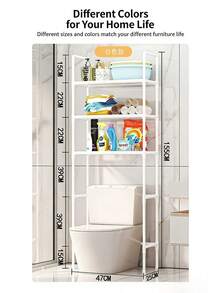 Bathroom Storage Rack Over The Toilet Shelf Multilayer Space Saver Organizer Multi-Functional Wall Hanging Toilet Storage Rack MMZH - White - View 13