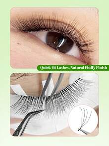 12 Rows 0.07D 4D U-Shaped Eyelash Extensions, Premium U-YY Eyelashes, Soft & Fluffy Pre-Made Eyelash Clusters, False Eyelashes - D - View 6