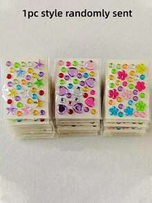 Pegatinas de gemas brillantes - Pegatinas de gemas de corazón de acrílico autoadhesivas para el Día de San Valentín, gemas faciales, cosméticos DIY con brillo, manualidades de festivales de música, etc. Rhinestones brillantes para manualidades DIY, gemas de acrílico de alta calidad, fáciles de aplicar, pegatinas decorativas deslumbrantes, compactas, ideales para proyectos creativos - Multicolor - Ver 10