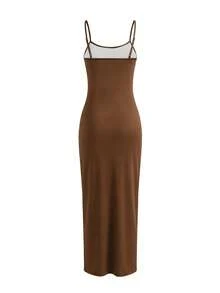 LovelyWholesale Women'S Casual Sequined Gold Starfish Print Adjustable Strap Elegant Long Summer Dress For Women - Brown - View 4