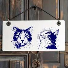 可爱猫脸彩绘模板，可水洗重复使用，生动的猫咪造型，适用于DIY手工、派对、艺术设计、家居、服装、木材、墙壁、玻璃等多种用途。 - 彩色 - 查看 6