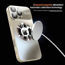 Luxury Magnetic Wireless Charging Case For IPhone 17, Compatible With Magsafe | Design For IPhone 11 12 13 14 15 16 17 Pro Max Air Plus Shockproof Cover Luxurious Titanium Textured Phone Case, Supporting Wireless Charging Function Protective Glass Lens And  Phone Case For IPhone - 灰色 - 查看 6