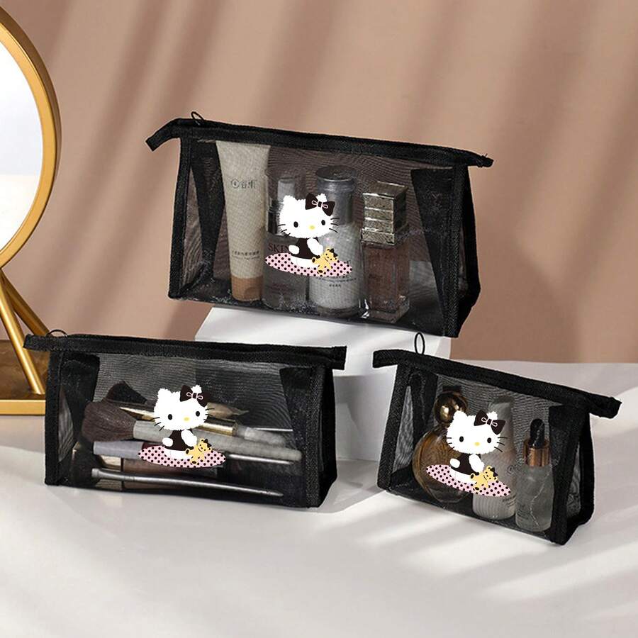 1个大容量透明网眼化妆包，便携式旅行洗漱用品收纳袋