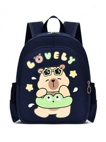 1pc Cute Capybara Backpack - Cartoon Animal Print, Casual Style, Back To School Backpack, With Zipper Closure And Adjustable Shoulder Straps, Suitable For Campus And Travel - Multicolor - View 13