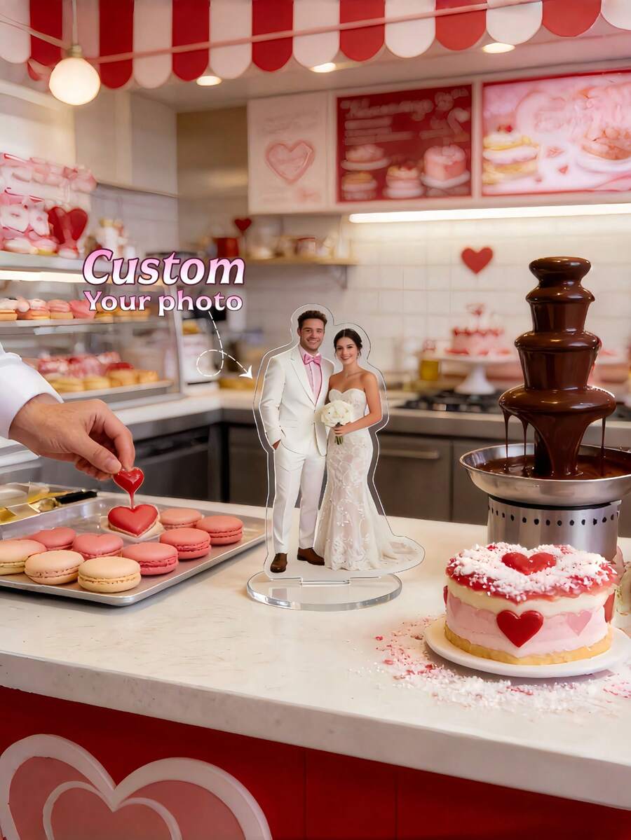 1pc Personalized Standee,Custom Photo Acrylic Stand,Wedding Photo Stand,Cute Desktop Ornament, Unique Keepsake Gift For Couples,Perfect For Birthday,Wedding,Valentine's Day, And Special Occasions
