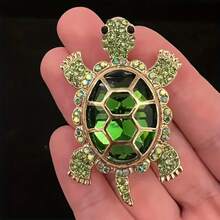 1pc Turtle Brooch - Lucky Elegant Lapel Pin Suitable For Suit Jacket Coat, Wearable Boutonniere For Turtle Lovers, Party & Daily Accessory, Year-Round Decoration (No Coating) - 綠色 - 查看 4