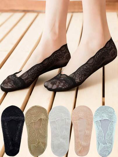 Calcetines de mujer con estampado de pavo real, encaje invisible, delgados y transpirables, sin mostrar, de corte bajo, con silicona antideslizante, tipo calcetín de barco