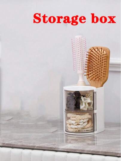 1PC Rotating Hair Accessories Storage Box - Organizer For Makeup Brushes, Combs, Hair Clips, Scrunchies, Hair Claws & Jewelry, Perfect Gift For Halloween/Christmas/Thanksgiving