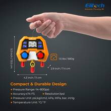 Elitech DMG-2SE Digital Manifold Gauge Set Pressure Gauge With Charging Hose - 1 - View 3