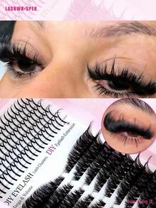 Cluster Eyelashes+Spiky Lashes 80D Fluffy Eyelash Extensions, Lengthening Lash Clusters, Thick Lashes, DIY Spiky Lash Grafting, Cartoon Cluster Lash Grafting, Thick Lash Clusters, Eyelash Clusters, Individual Lashes, False Eyelashes - Pink - View 2