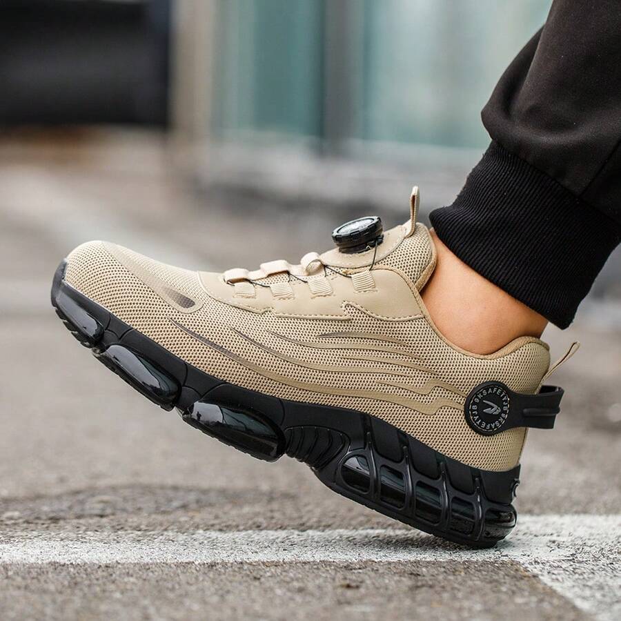 Steel Toe Work Shoes For Men Women Lightweight Comfortable Industrial & Construction Safety Footwear - 卡其色 - 查看 1