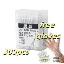 二合一棉签，一端为耳勺，一端为螺旋头 - 纸质耳勺，用于清除耳垢和卸妆 - 二合一清洁 O 型头 - 黑白超值装（每包 100 支） - 黑色 - 查看 10