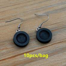 10pcs/Set 10/12/14/16/18/20/25/30mm Round Black Wooden Base Stainless Steel Earring Hooks Tray Blank Base Earring DIY Jewelry Making Accessories - Round Wood Earrings - View 26