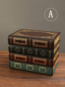 Scatola di legno vintage a forma di libro - Elegante organizer per gioielli e forniture per l'arte, decorazione da scrivania vintage multifunzionale realizzata a mano in colori assortiti - Multicolore - Visualizzare 5