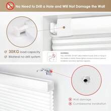 No Tools No Drill Cordl Cellular Shades Blackout Light Blocking Honeycomb Shades For Home Thermal Insulation Blinds For Windows 23" W X 36" H White - 23Wx36H - View 2