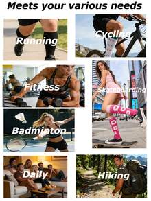 3 Pairs Plus Size Purple Compression Sock Pilates Socks Light Best Long Stockings Support Hose For Flying Travel Must Have Athletic Running Cycling Compression For Women Men - Multicolor - View 10