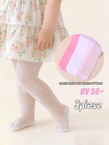 3双装女童兔纹提花超薄踩脚舞蹈紧身裤，弹力打底裤，适合女童穿着 - 彩色 - 查看 1