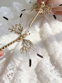 2件套浪漫透明蜻蜓/海星发夹，手工新娘头饰，婚礼首饰发饰 - 彩色 - 查看 4