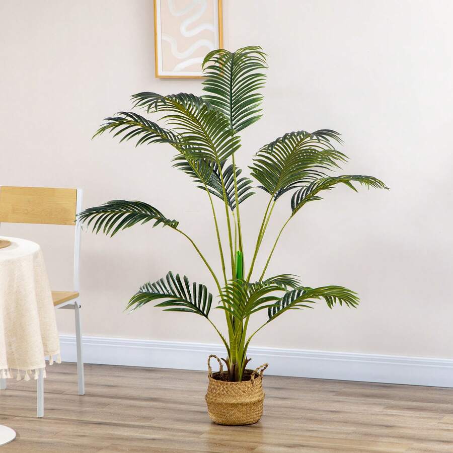 HOMCOM Palmera Areca Artificial 170 cm Árbol Artificial con 11 Hojas Realistas y Maceta de Plástico Decoración para Interior Salón Oficina Balcón Ø15x170 cm Verde - Verde - Ver 1