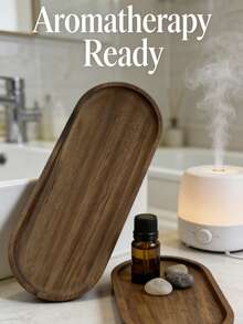 Oval Wooden Tray, Bathroom Storage, Living Room Decor, Kitchen Organization, Kitchen Decor, Bathroom, Wooden Tray, It Can Hold Perfumes, Candles, Soaps, Jewelry And More, Ideal Gift For Ramadan, Valentine's Day And New Year - Brown - View 9