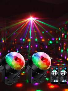 7-Mode RGB Crystal Magic Ball LED Disco Light - Remote Control Stage Laser Light, Suitable For Home Party, KTV, Wedding, Room Decoration - Black - View 2