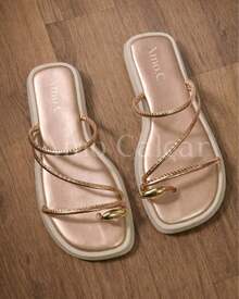 Women's Padded Flip Flops With Pink Toe Elegant Cloud Women's Flat Shoes Outdoor Home Summer - 乾枯玫瑰色 - 查看 5