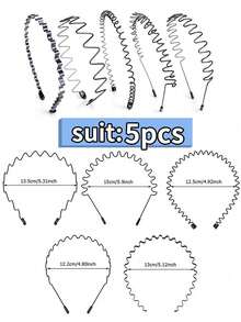 6件装男士波浪形设计头带，适用于健身房、男士头带、男士配饰、波浪形头带、男士配件、男士头部配饰、棒球配饰