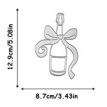 1个香槟酒瓶造型金属切割模具，香槟蝴蝶结压花模具，适用于节日装饰剪贴簿、手工卡片制作DIY、精美剪贴簿、婚礼、生日、情人节、复活节卡片 - 銀色 - 查看 2