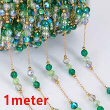 1米时尚不锈钢彩色水晶珠链，金色链扣，适合DIY项链、手链和其他珠宝制作 - 鏈條 - 查看 15