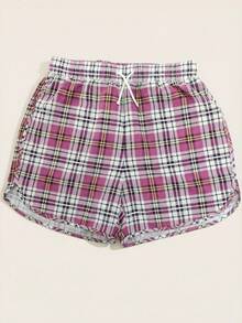 Men's Plaid American Style Casual Beach Shorts, Summer - Hot Pink - View 2