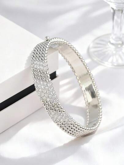 1pc S925 Sterling Silver Bracelet, Elegant And Eye-Catching, Suitable For Parties, Red Carpet Events; A Thoughtful Gift For Valentine's Day/Anniversary To Your Loved One, Graceful And Refined Design Reflects High Taste