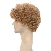 REEWES Men Blonde Curly Bob Synthetic Hair 70s 80s Retro Style Natural Afro Curls Wig For Daily Wear Anime Party Cosplay Costume Fancy Dress Up - Multicolor - View 5