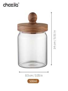 1 pièce Bocal en verre pour le stockage du café, bocal à thé, bocal en verre avec bouchon en liège hermétique pour le stockage des grains de café et des fruits secs - Boîte de haricots farcie boule en bois - Voir 13