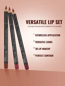 Pudaier Set 3 Pensil Bibir Matte - Formula Halus dan Lembut Mendefinisikan Kontur yang Indah, Warna Tahan Lama, Cocok untuk Penggunaan Sehari-hari dalam Berbagai Kesempatan, Hadiah Liburan yang Sempurna untuk Wanita - SET 3 BUAH - View 6