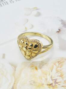 Nhẫn hình trái tim bất đối xứng thời trang nữ, quà tặng trang sức hàng ngày, tiệc tùng, Giáng sinh, Lễ tạ ơn - Vàng - Xem 31