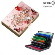 Stainless Steel RFID Blocking Metal I LOVE YOU Pattern Wallet For Men Stylish Black Metallic Card Holder With Multi Compartment Design Perfect Fathers Day Gift Polished Finish Silvery Tone Women Metal Card Case Valentine's Day Gift,The Best Choice To Give To Your Significant Other On Valentine's Day - Multicolor - View 14