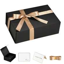 Gift Box 35x22.5x11.3cm Magnetic Closure With Lid Jet Bridesmaid Proposal Case Decorative Container Wedding Gift Card Holder Black Gift Box For Presents Memory Chest Keepsake Holder Women Gift - Black1Pack - View 1