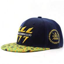 Gorra de ala plana estilo Compton para hombres, juvenil, de baile callejero y hip hop - Relámpago azul oscuro - Ver 2