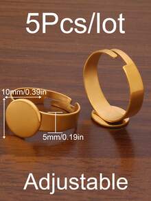 5Pcs/Lot 18K Gold Plated Stainless Steel Adjustable Open Ring Bezel Settings Blank Round Rings Base Fit 8/10/12/14/15/16mm Glass Cabochons Base Tray For DIY Jewelry Making Supplies - DIY Ring - View 16