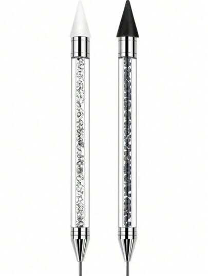 Rhinestone Dotting Pen, Double-Headed Rhinestone Gemstone/Crystal Rivet Dotting Pen With Crystal Bead Handle – A Great DIY Nail Decoration Tool.