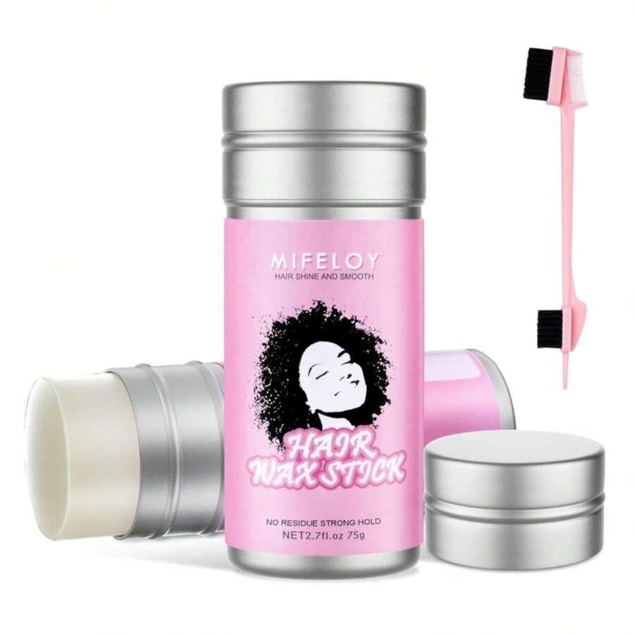 Pomade Taming Stick For Smoothing Frizzy Hair And Flyaways, Long Lasting Styling Cream Gel, Women'S Slick Back Hair Glue, 5 In 1 Edge Control Brush For Wigs And Bed Head Styling - Màu A - Xem 1