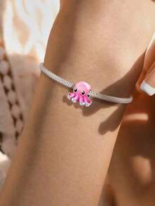 1件时尚925纯银闪亮章鱼吊坠珠子饰品，适合女士手链DIY