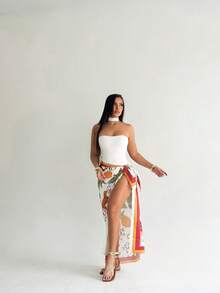 BASSI BRASIL ESTAMPARIA DIGITAL Women's Beach Sarong For Vacation, Bachelorette Party, Trip, Holiday, Summer, Unfinished Fabric - QUẢ DỨA - Xem 3