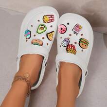 Women's Handmade DIY Multi-Food Decor Breathable Sandals, Outdoor Beach Indoor Non-Slip Soft Comfortable Durable Bathroom Shower Slippers, Handmade DIY Food Accessories - White - View 2