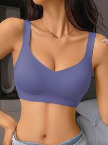 1件限量版蓝色女士舒适文胸，支撑提拉，日常穿着。 - 藍色 - 查看 3