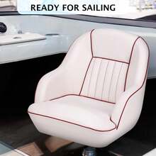 Techigher Pontoon Captain Bucket Seat, Fishing Chairs With Thickened Sponge Padding For Boats, Sightseeing, Speedboat, Canoe - White and Red - View 2