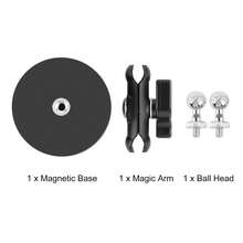 PULUZ Magnetic Pea-Style Clip Mount Holder With Mount Adapter & Long Screw (Black) - Black - View 9