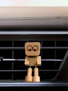 木制摇晃小人摆件，带12个磁性面板（1个），弹簧腿仪表盘/桌面装饰品，可爱木制汽车装饰礼品 - A - 查看 5
